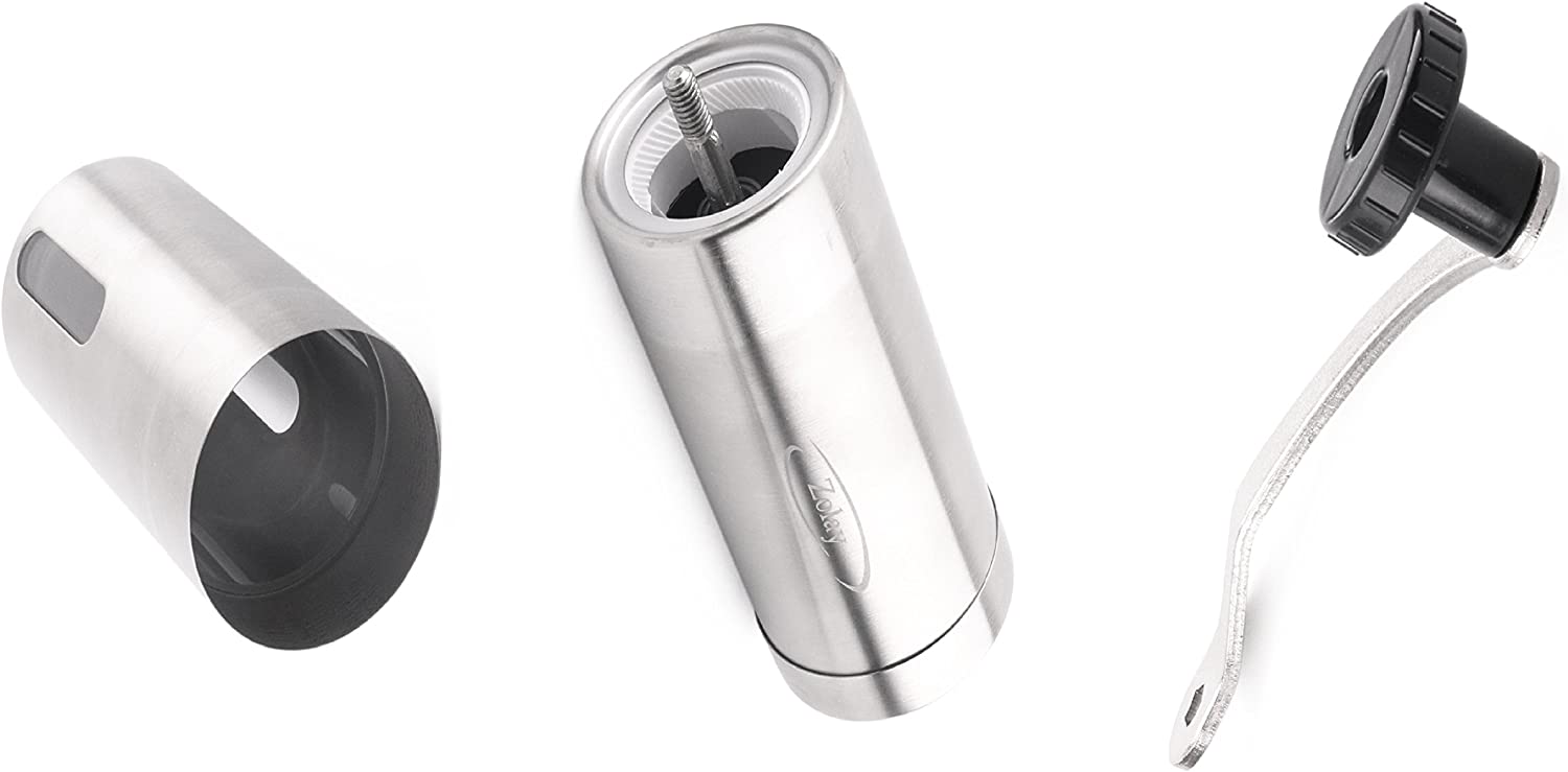 Manual Coffee Grinder Zolay®, Brushed Stainless Steel, Conical Burr